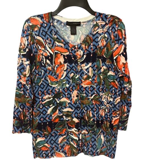 Art to Wear Grace Elements Large Petite Colorful Floral Cardigan - Picture 1 of 6